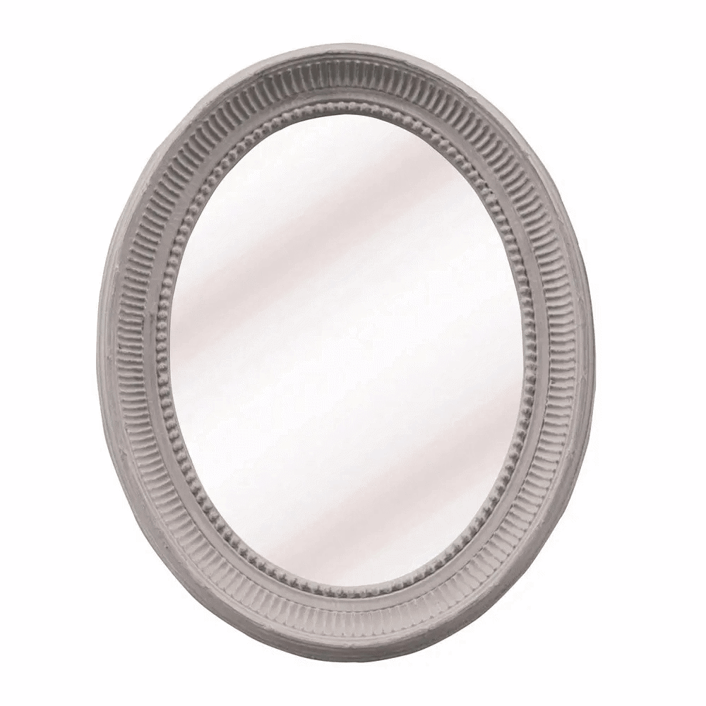 Grand Illusions Oval Carved Mirror Soft Grey